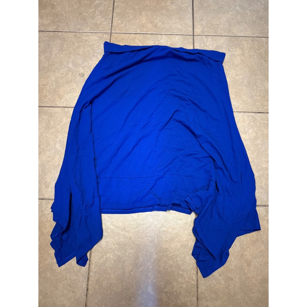 Chicos Royal Blue Asymmetrical Hem Fold Over Waist Skirt Size 2 Large